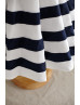 Ivory Navy Blue Taffeta Stripes Knee Length Flower Girl Dress